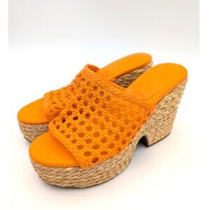 Marc Fisher Hollis Espadrille Wedge Sandal Women's Orange Size US9.5M EU40